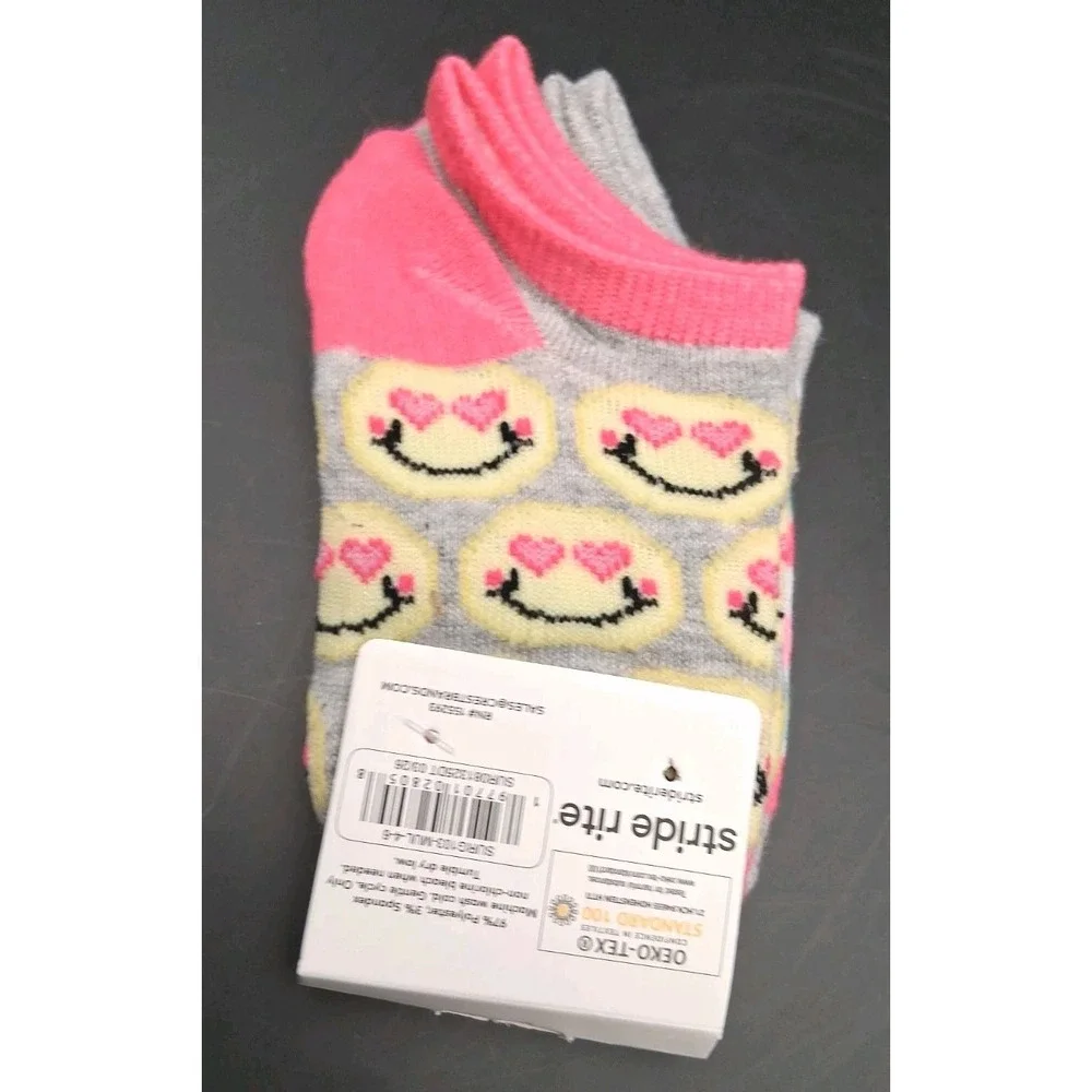 Surprize By Stride Rite Toddler Socks Love Emojis & Stripes Shoe Size 1-7
